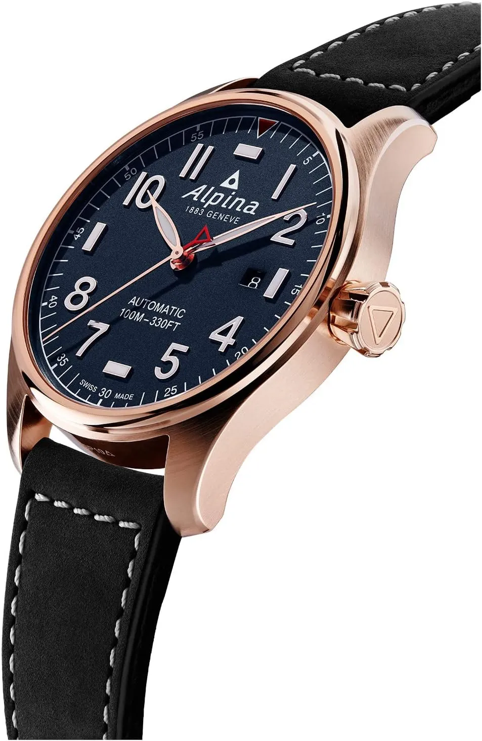 ALPINA Startimer Pilot 3-Hand Automatic, Arabic Markers, Sapphire Crystal, 44mm