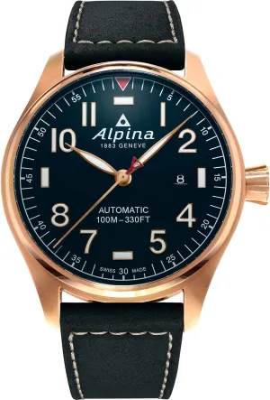 ALPINA Startimer Pilot 3-Hand Automatic, Arabic Markers, Sapphire Crystal, 44mm