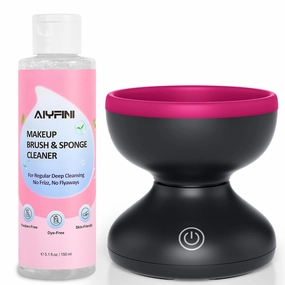 Alyfini Makeup Brush Cleaner Machine   Cleanser Solution Combo, Powerful for Tough Residue on Make Up Brushes/Sponges/Puffs