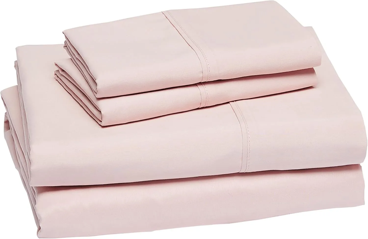 Amazon Basics Lightweight Super Soft Easy Care Microfiber 4-Piece Bed Sheet Set with 14-Inch Deep Pockets, Luxury Bedding, Queen, Blush Pink, Solid