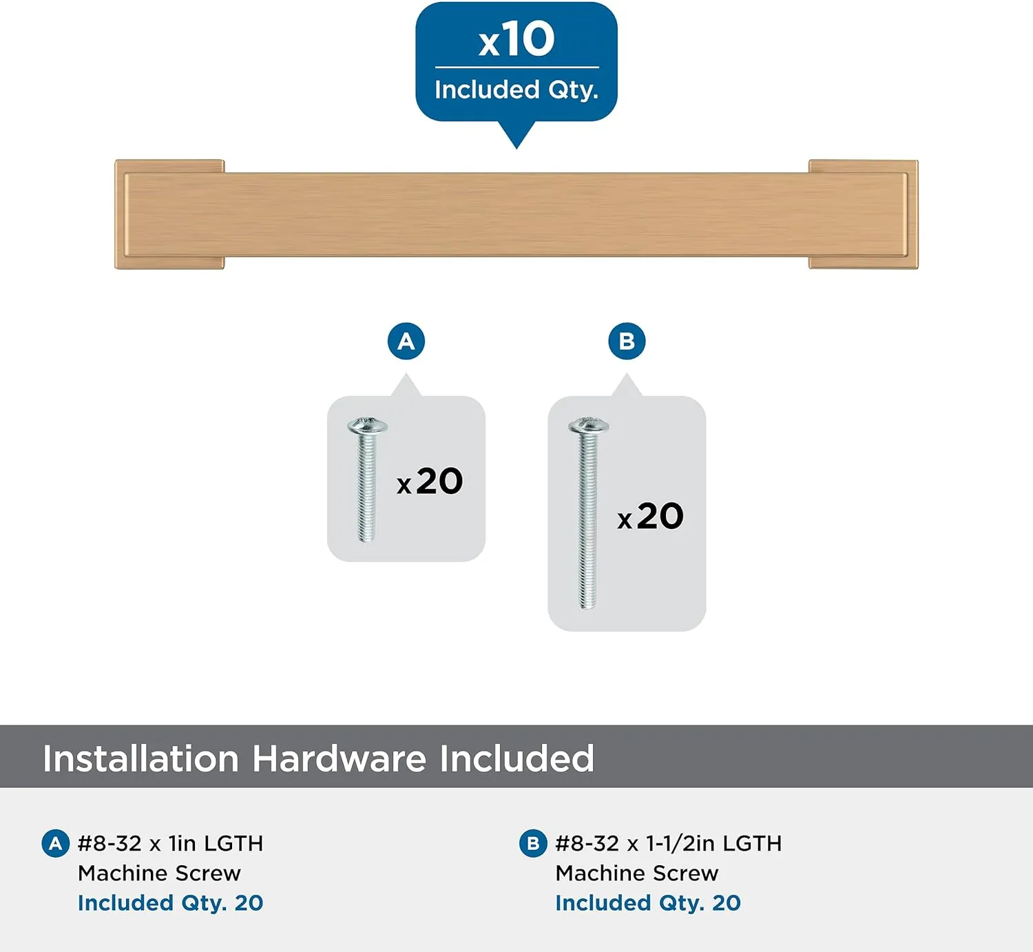 Amerock 10BX37031CZ | Champagne Bronze Cabinet Pull | 3-3/4 inch (96mm) Center-to-Center | 10 Pack | Bridgeport | Furniture Hardware