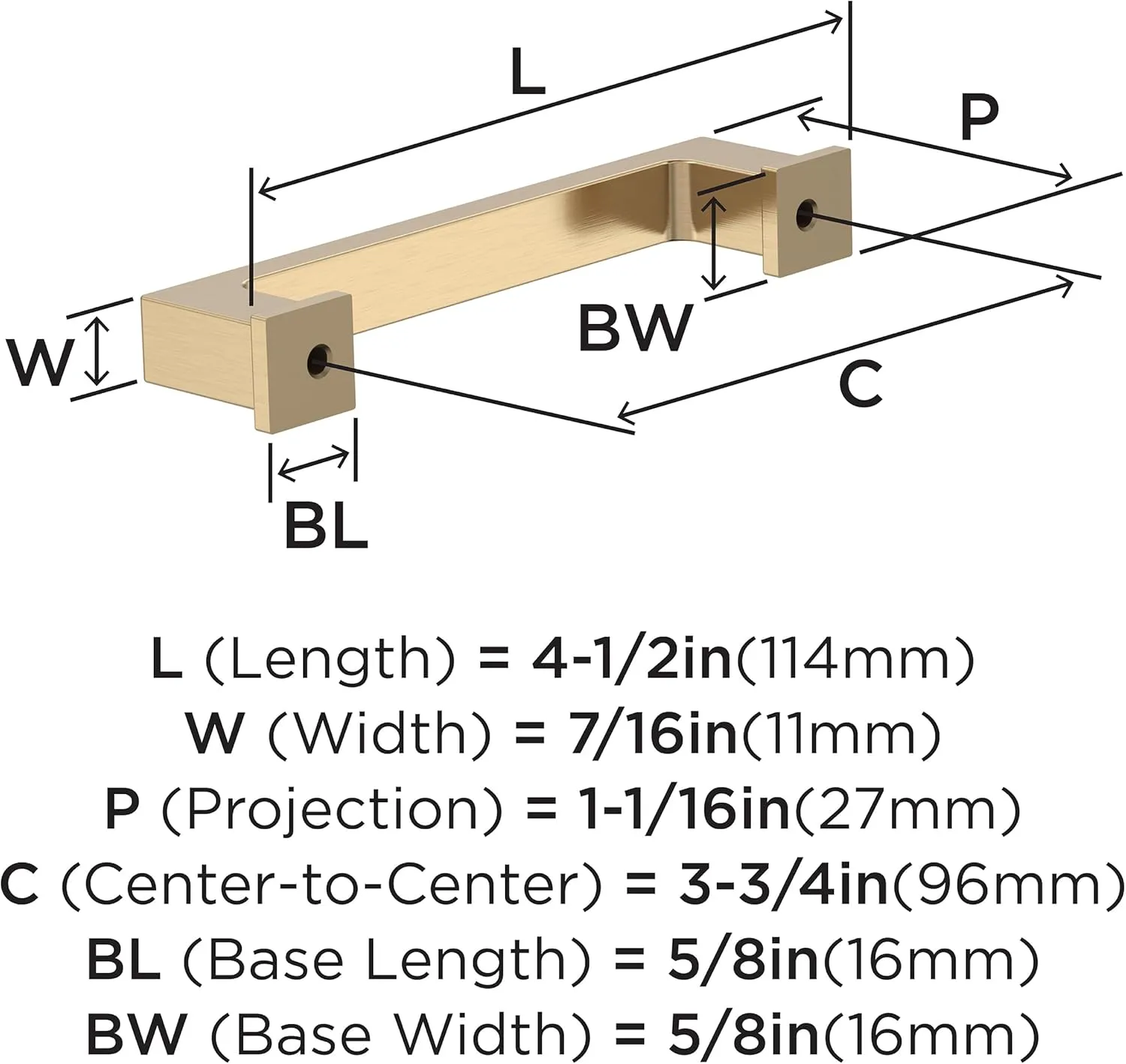Amerock 10BX37031CZ | Champagne Bronze Cabinet Pull | 3-3/4 inch (96mm) Center-to-Center | 10 Pack | Bridgeport | Furniture Hardware