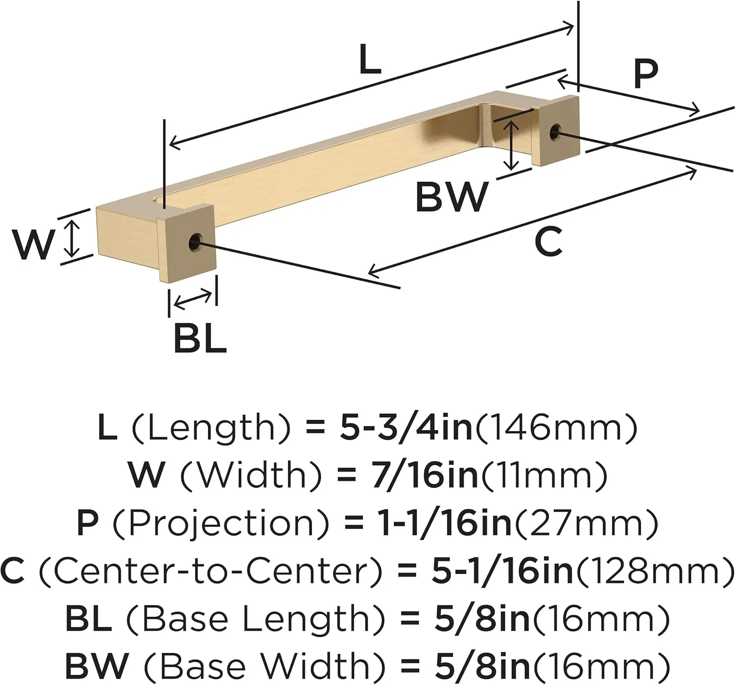 Amerock 10BX37032CZ | Champagne Bronze Cabinet Pull | 5-1/16 inch (128mm) Center-to-Center | 10 Pack | Bridgeport | Furniture Hardware
