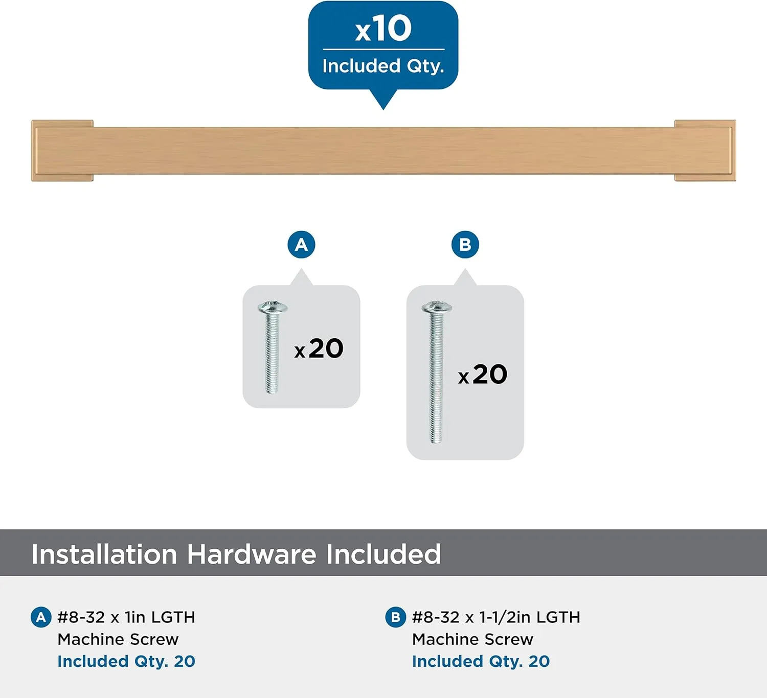 Amerock 10BX37033CZ | Champagne Bronze Cabinet Pull | 6-5/16 inch (160mm) Center-to-Center | 10 Pack | Bridgeport | Furniture Hardware