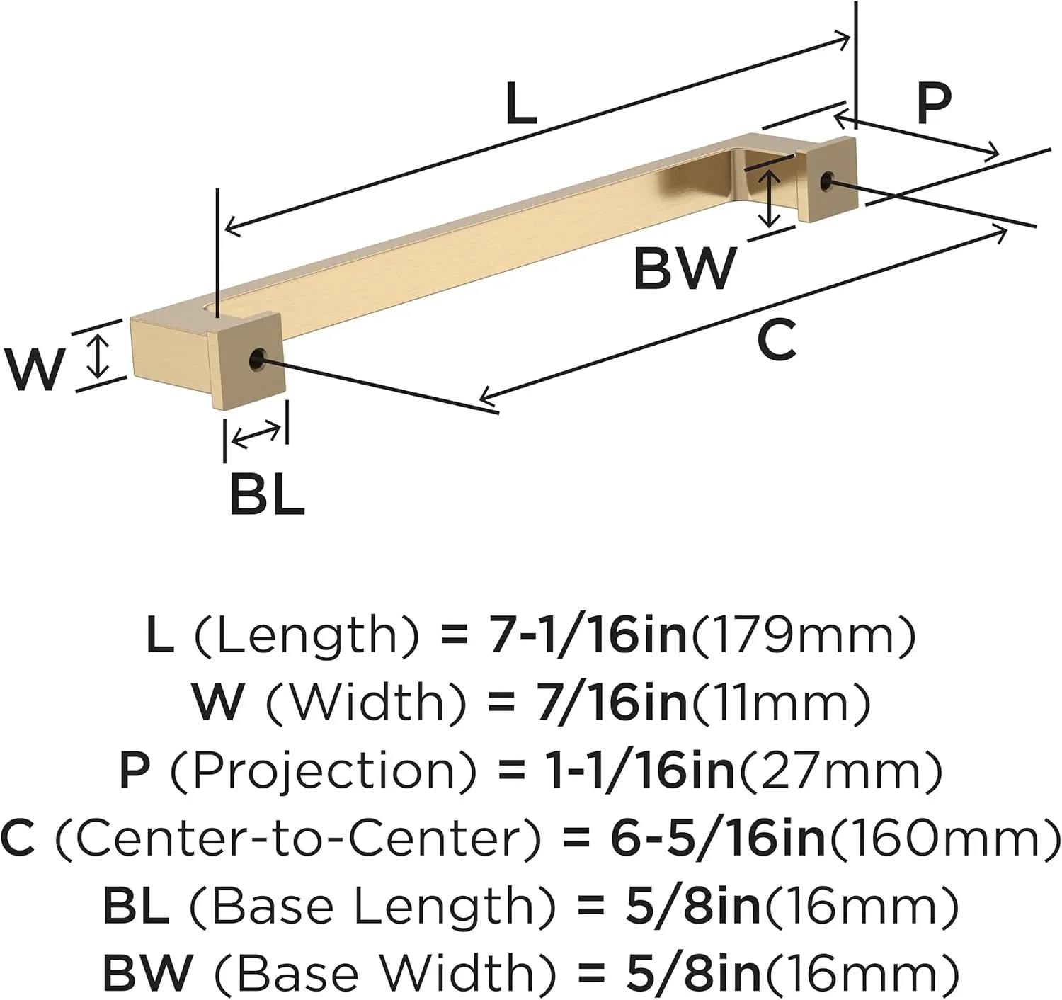 Amerock 10BX37033CZ | Champagne Bronze Cabinet Pull | 6-5/16 inch (160mm) Center-to-Center | 10 Pack | Bridgeport | Furniture Hardware