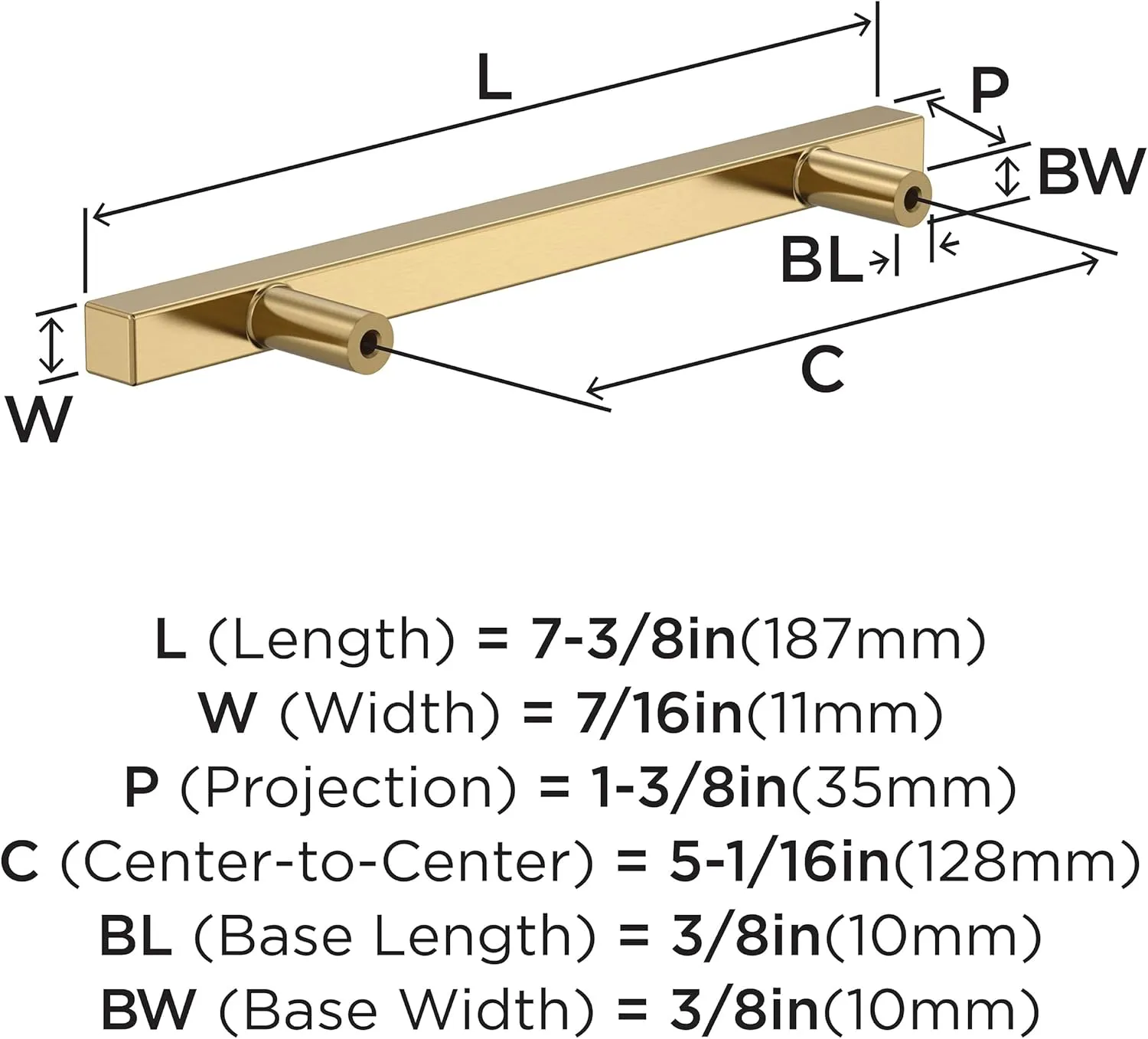 Amerock 10BX37177CZ | Champagne Bronze Cabinet Pull | 5-1/16 inch (128mm) Center-to-Center | 10 Pack | Bar Pulls Square | Furniture Hardware