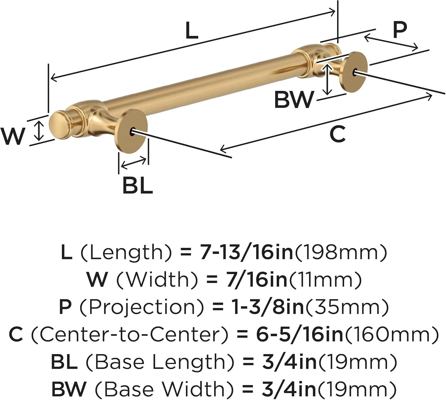 Amerock BP36771CZ | Champagne Bronze Cabinet Pull | 6-5/16 in (160 mm) Center-to-Center Cabinet Handle | Winsome | Drawer Pull | Kitchen Cabinet Handle | Furniture Hardware