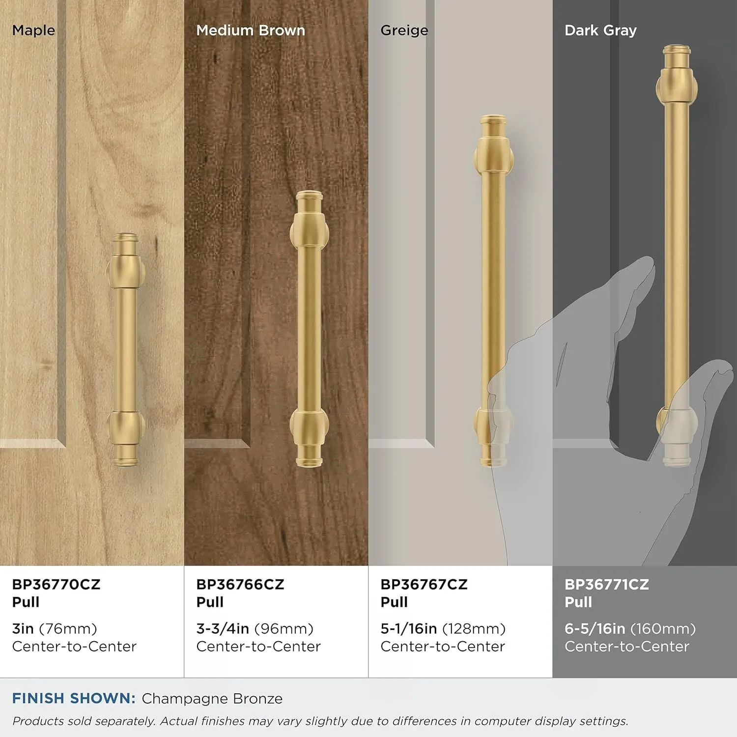 Amerock BP36771CZ | Champagne Bronze Cabinet Pull | 6-5/16 in (160 mm) Center-to-Center Cabinet Handle | Winsome | Drawer Pull | Kitchen Cabinet Handle | Furniture Hardware