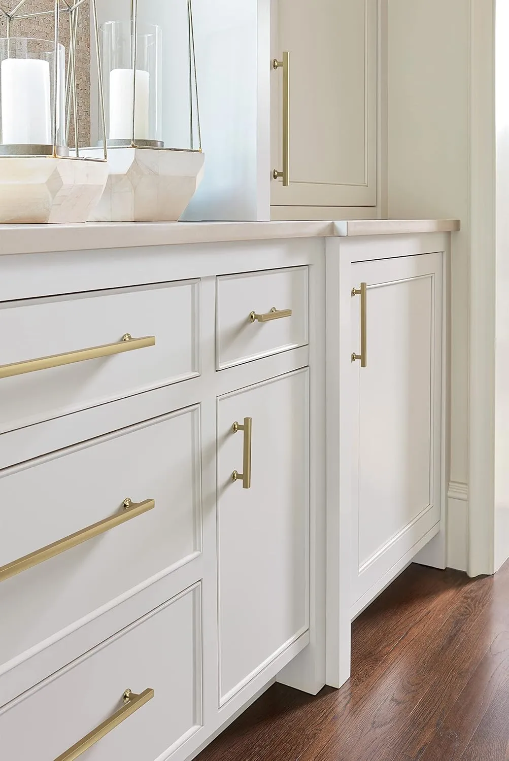 Amerock BP37106BBZ | Everett 6-5/16 in (160 mm) Center-to-Center Golden Champagne Cabinet Pull | Kitchen Cabinet Hardware | Furniture Hardware | Bathroom Drawer Handle