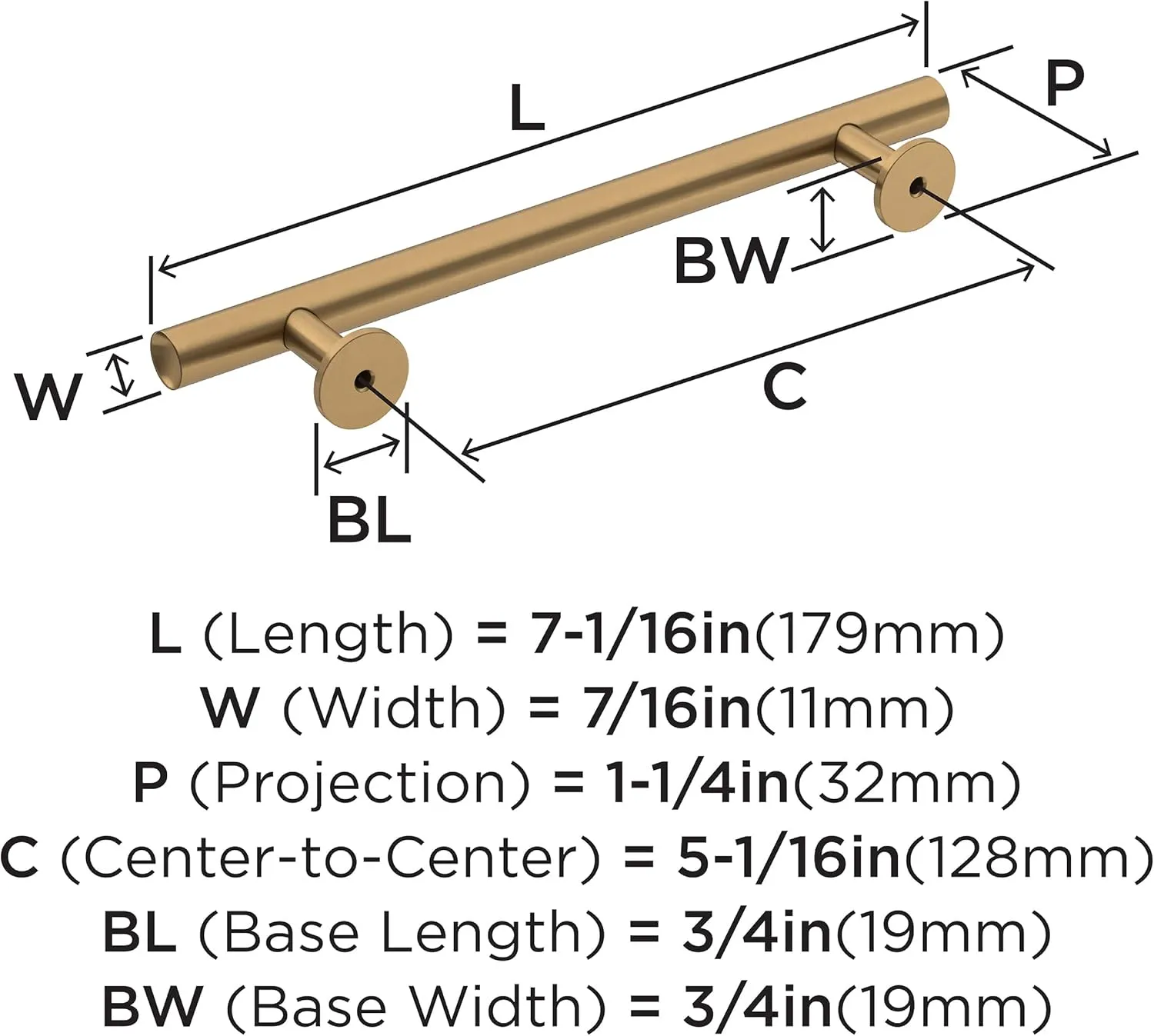 Amerock | Cabinet Pull | Champagne Bronze | 5-1/16 inch (128 mm) Center-to-Center | Radius | 1 Pack | Drawer Pull | Cabinet Handle | Cabinet Hardware