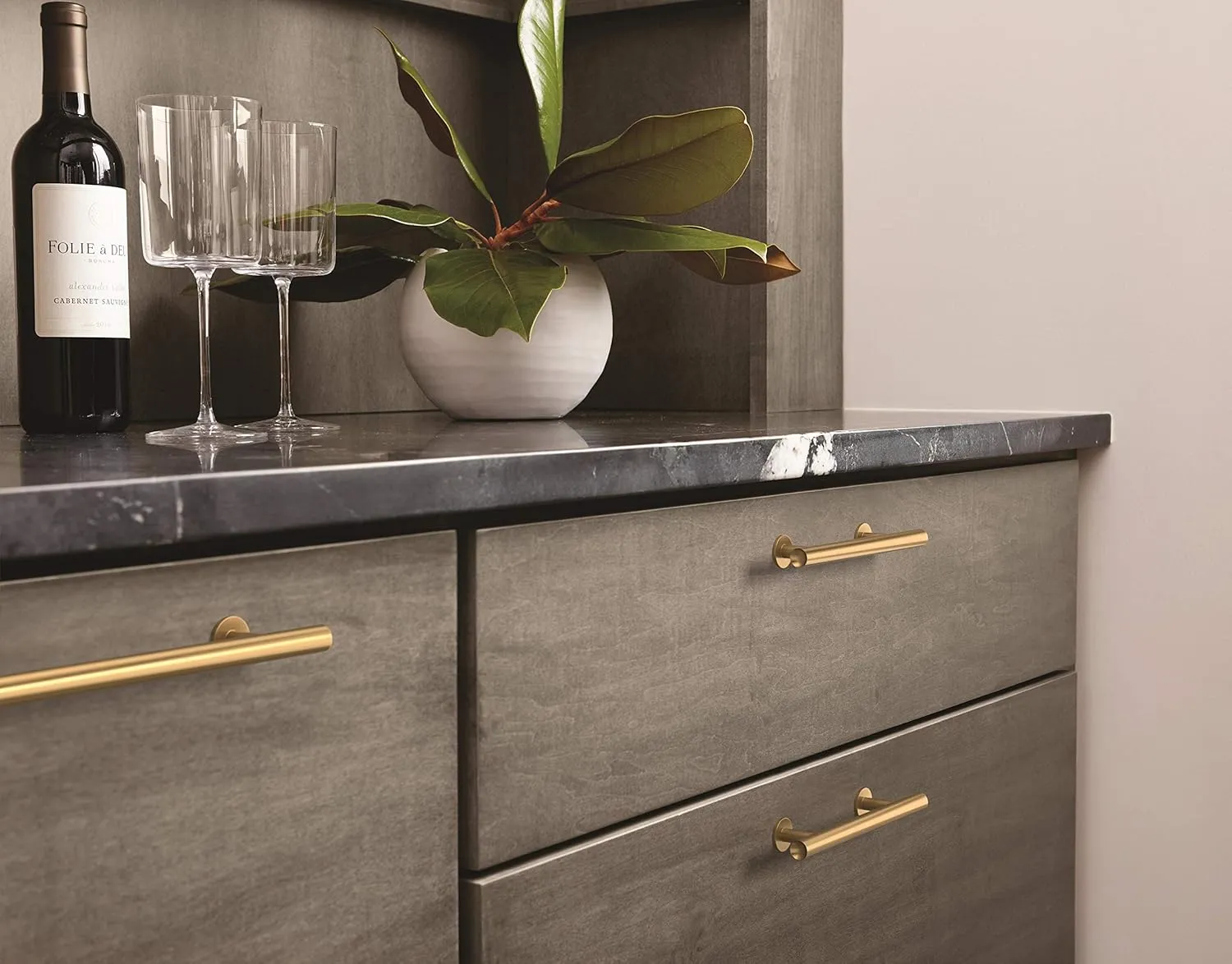 Amerock | Cabinet Pull | Champagne Bronze | 5-1/16 inch (128 mm) Center-to-Center | Radius | 1 Pack | Drawer Pull | Cabinet Handle | Cabinet Hardware