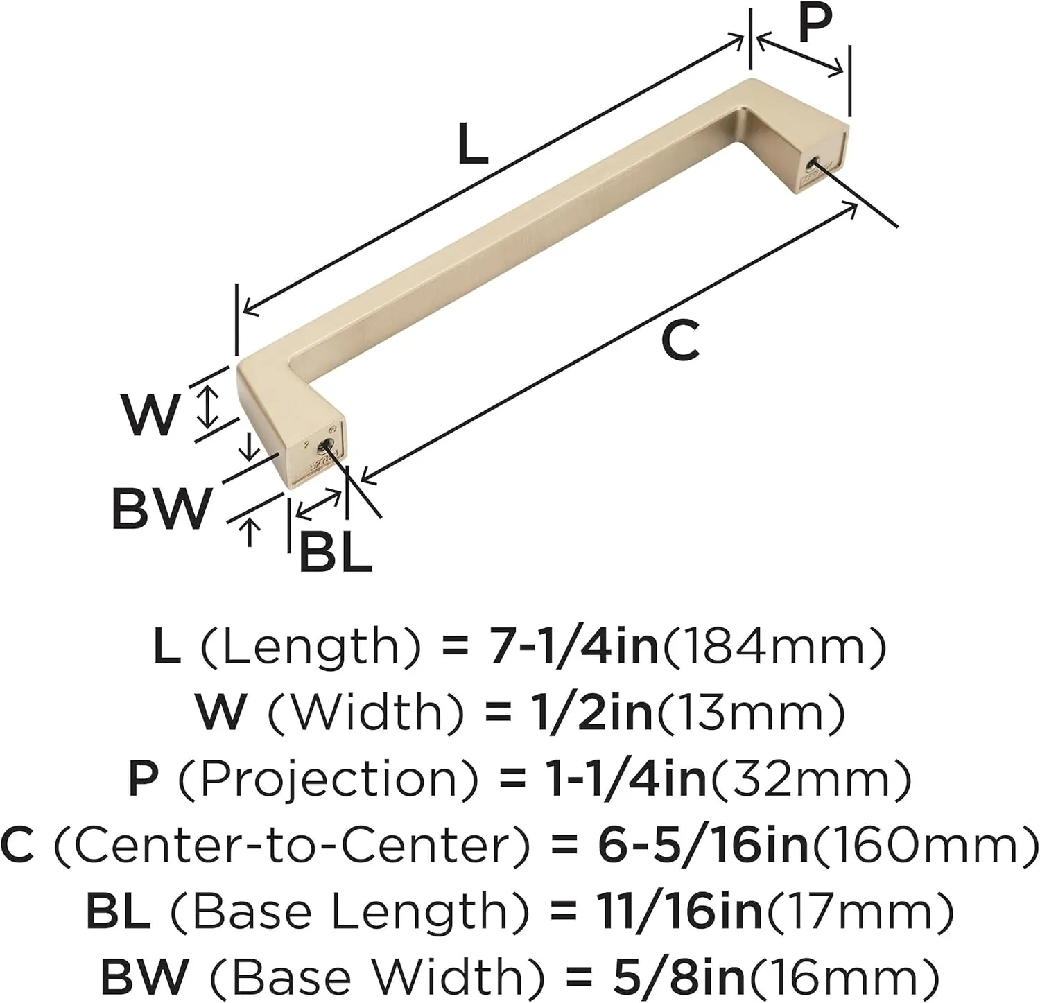 Amerock | Cabinet Pull | Champagne Bronze | 6-5/16 inch (160 mm) Center to Center | Blackrock | 1 Pack | Drawer Pull | Drawer Handle | Cabinet Hardware