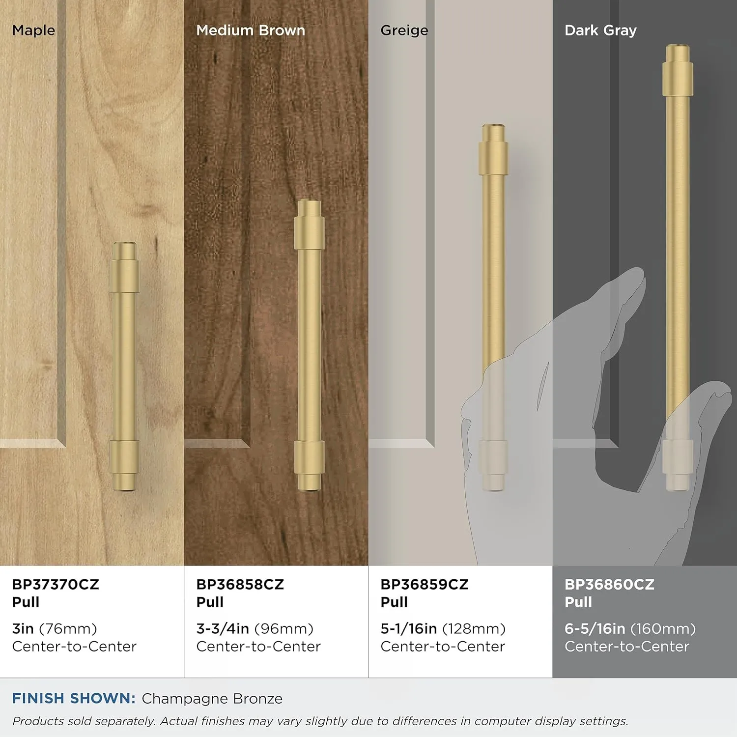 Amerock | Cabinet Pull | Champagne Bronze | 6-5/16 inch (160 mm) Center-to-Center | Destine | 1 Pack | Drawer Pull | Cabinet Handle | Cabinet Hardware