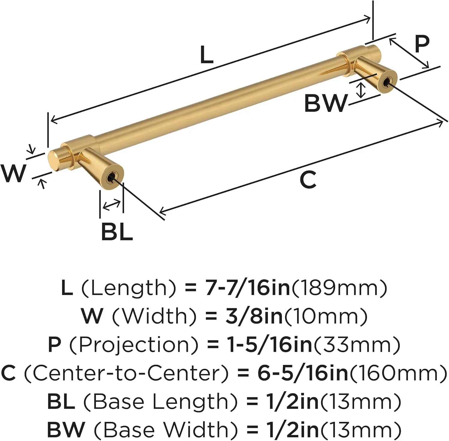 Amerock | Cabinet Pull | Champagne Bronze | 6-5/16 inch (160 mm) Center-to-Center | Destine | 1 Pack | Drawer Pull | Cabinet Handle | Cabinet Hardware