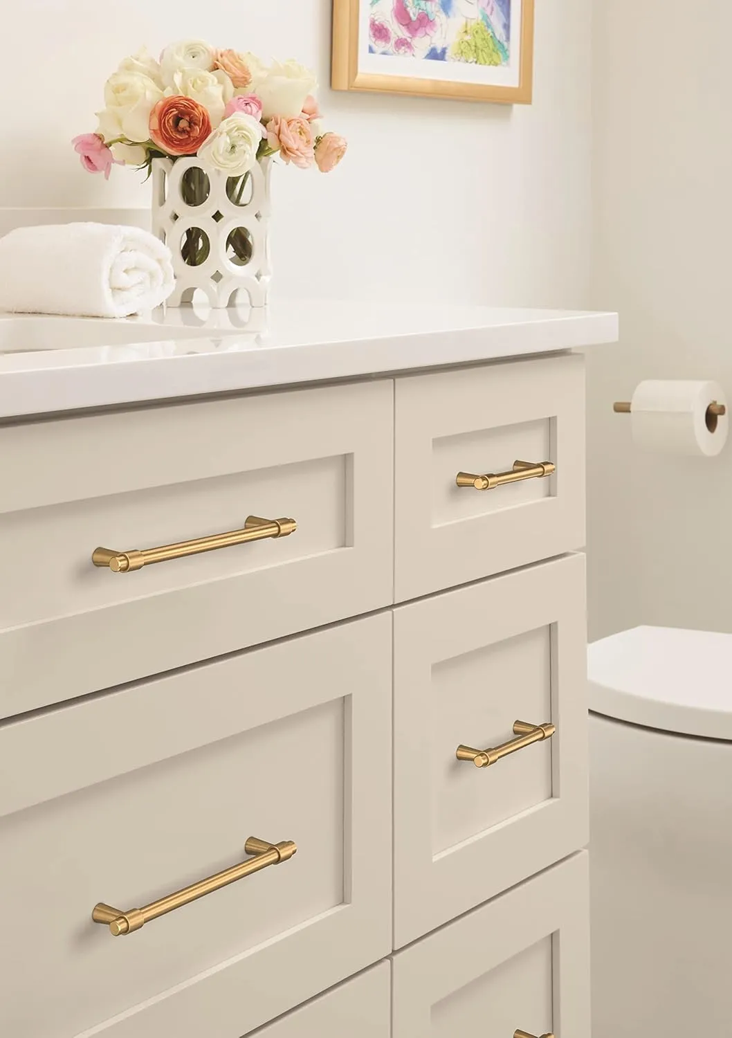 Amerock | Cabinet Pull | Champagne Bronze | 6-5/16 inch (160 mm) Center-to-Center | Destine | 1 Pack | Drawer Pull | Cabinet Handle | Cabinet Hardware