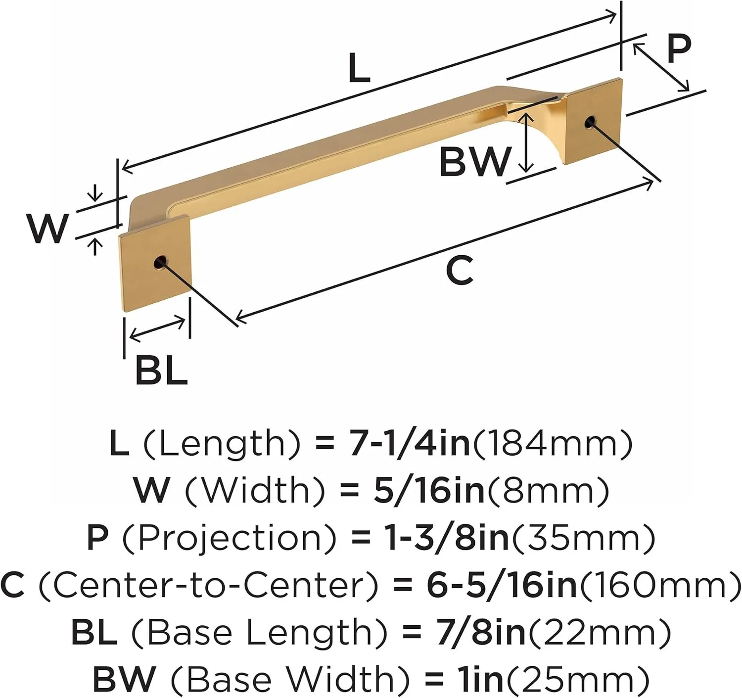 Amerock | Cabinet Pull | Champagne Bronze | 6-5/16 inch (160 mm) Center-to-Center | Exceed | 1 Pack | Drawer Pull | Cabinet Handle | Cabinet Hardware