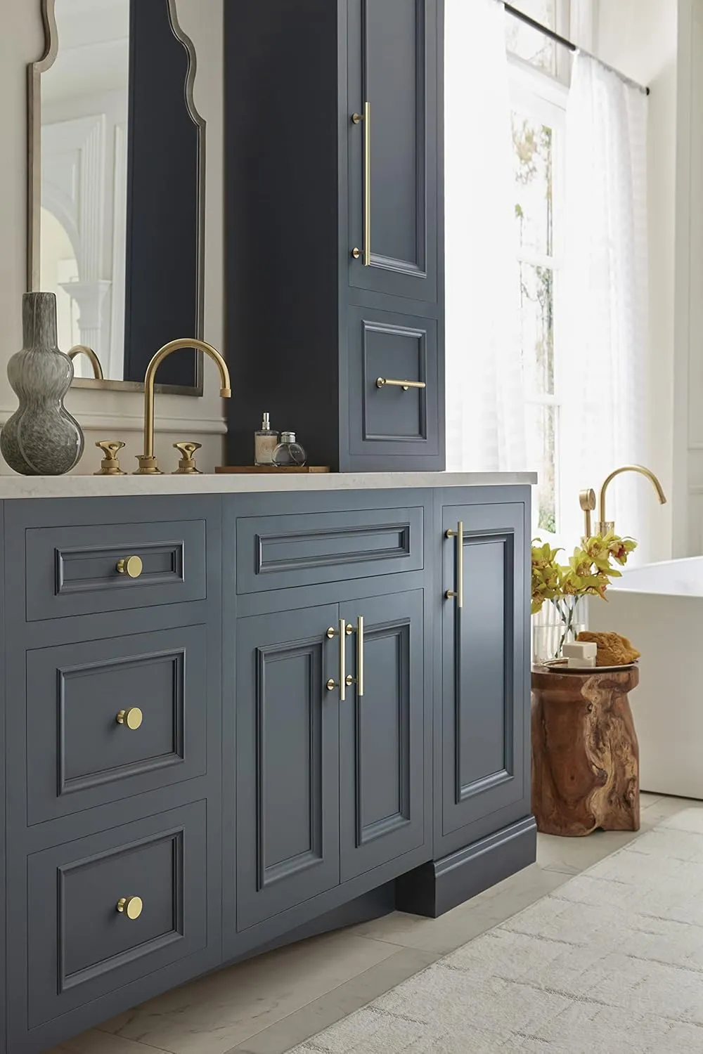 Amerock | Cabinet Pull | Golden Champagne | 5-1/16 in (128 mm) Center-to-Center Drawer Pull | Radius | Kitchen and Bath Hardware | Furniture Hardware