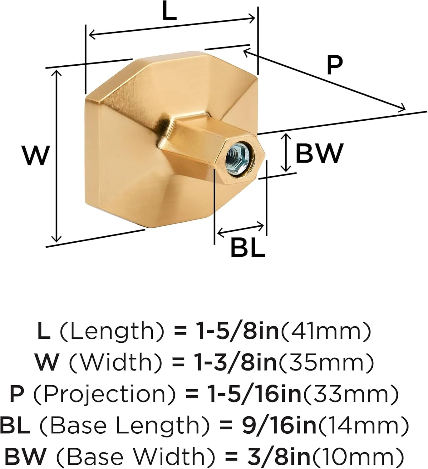 Amerock Carrione 1-5/8 inch (41mm) Length Marble Black/Champagne Bronze Cabinet Knob, BP36638MBKCZ