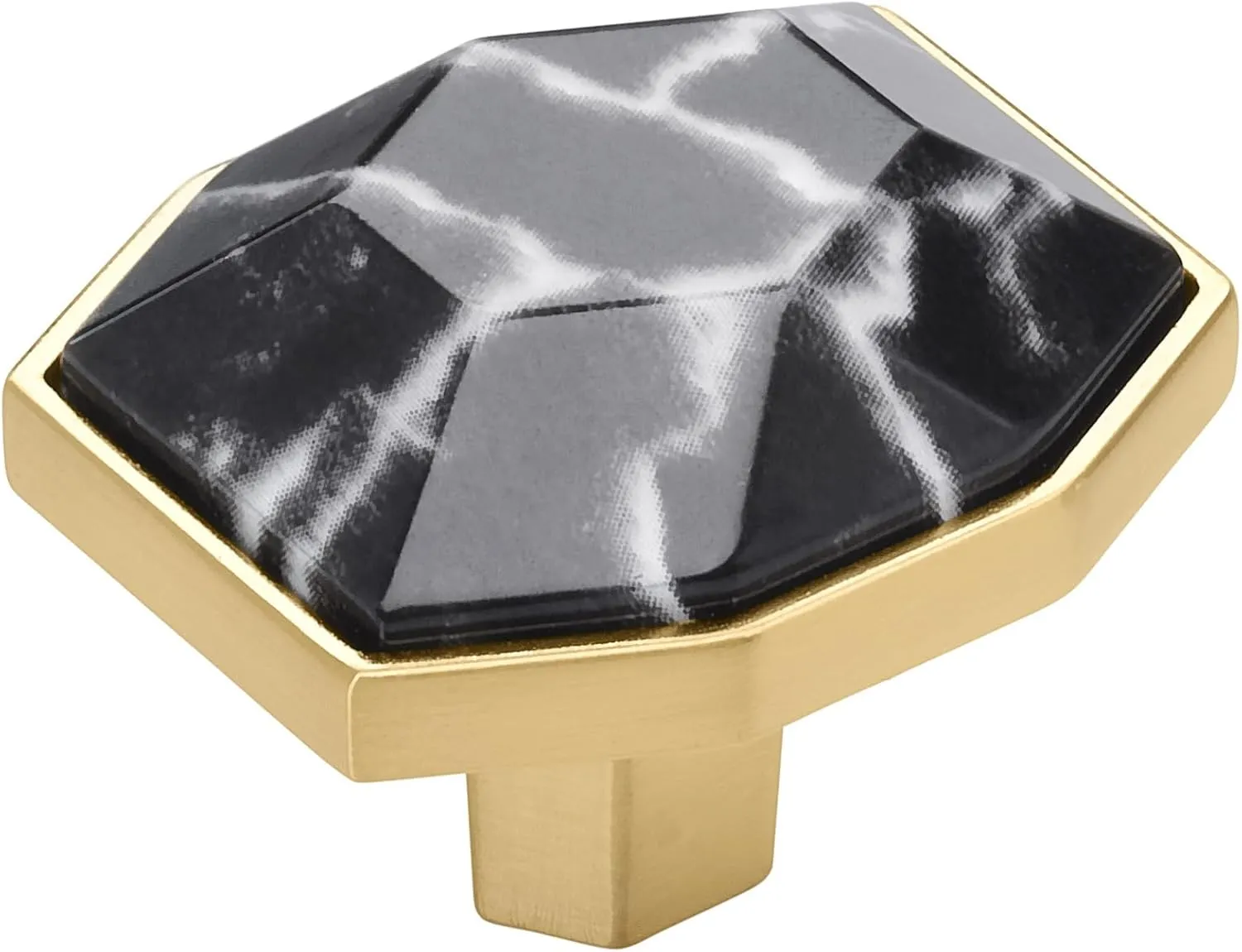 Amerock Carrione 1-5/8 inch (41mm) Length Marble Black/Champagne Bronze Cabinet Knob, BP36638MBKCZ