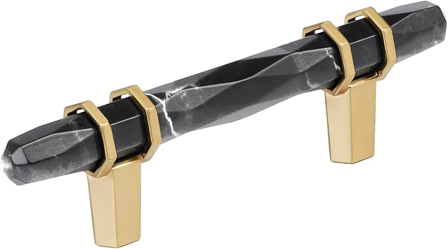 Amerock Carrione 3 inch (76mm) Center-to-Center Marble Black/Champagne Bronze Cabinet Pull, BP36639MBKCZ