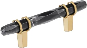 Amerock Carrione 3 inch (76mm) Center-to-Center Marble Black/Champagne Bronze Cabinet Pull, BP36639MBKCZ
