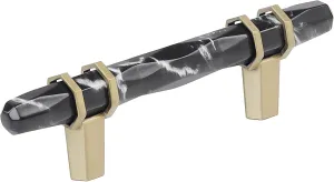 Amerock Carrione 3 inch (76mm) Center-to-Center Marble Black/Golden Champagne Cabinet Pull, BP36639MBKBBZ