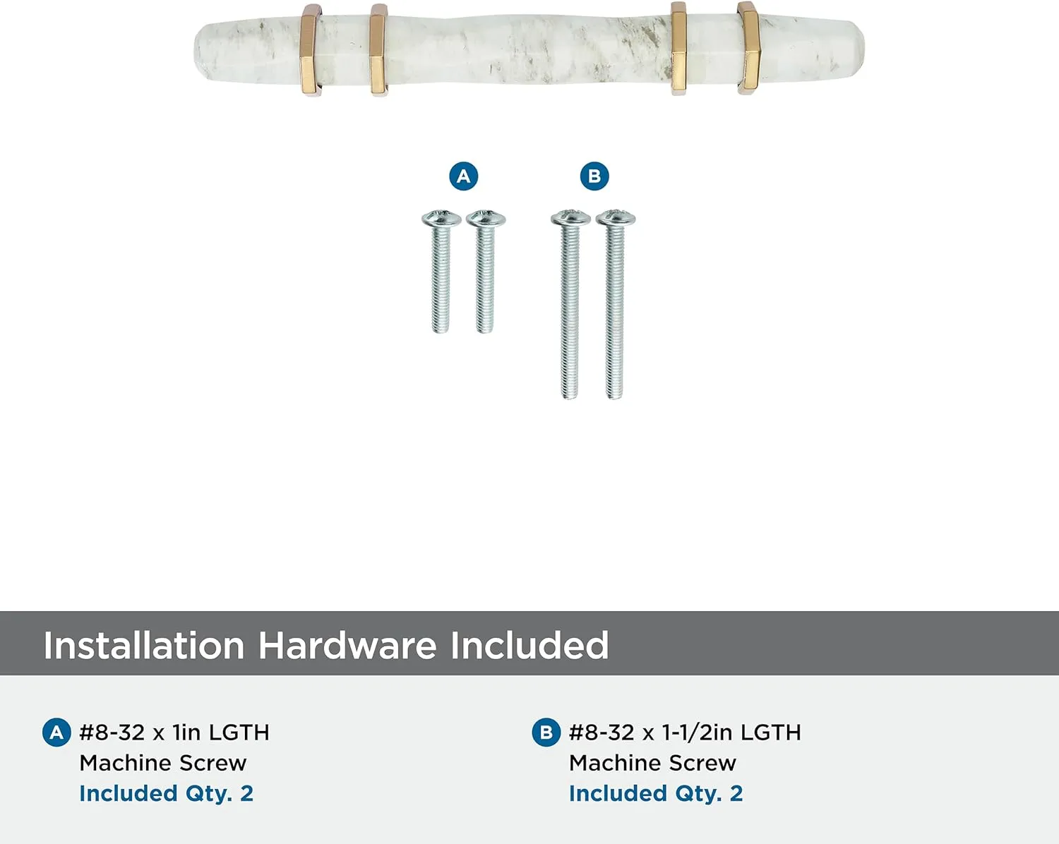 Amerock Carrione 3 inch (76mm) Center-to-Center Marble White/Champagne Bronze Cabinet Pull, BP36639MWCZ
