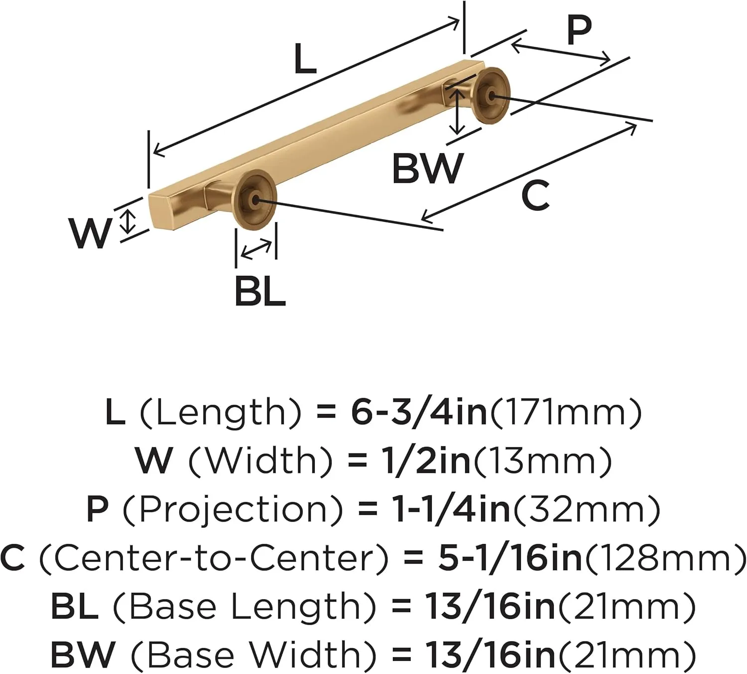 Amerock Corp BP37105CZ Everett Pull, 5-1/16 in (128 mm) Center-to-Center, Champagne Bronze