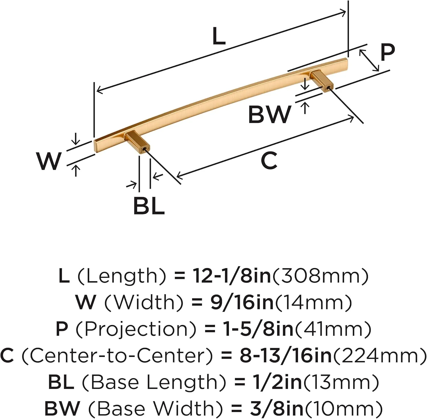 Amerock Cyprus 8-13/16 inch (224mm) Center-to-Center Champagne Bronze Cabinet Pull, BP26209CZ