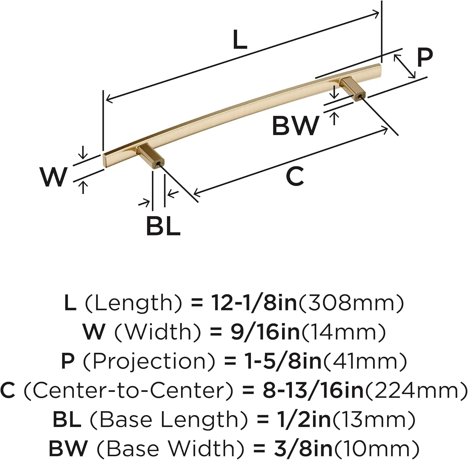 Amerock Cyprus 8-13/16 inch (224mm) Center-to-Center Golden Champagne Cabinet Pull, BP26209BBZ
