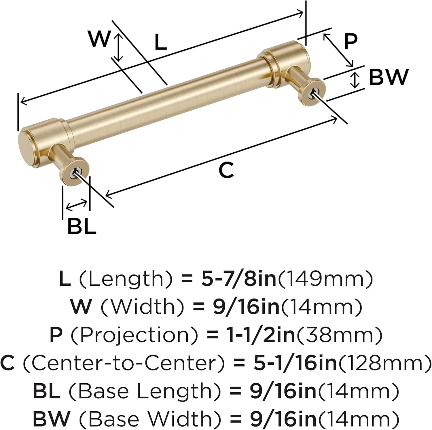 Amerock Faircrest 5-1/16 inch (128mm) Center-to-Center Golden Champagne Cabinet Pull, BP37464BBZ