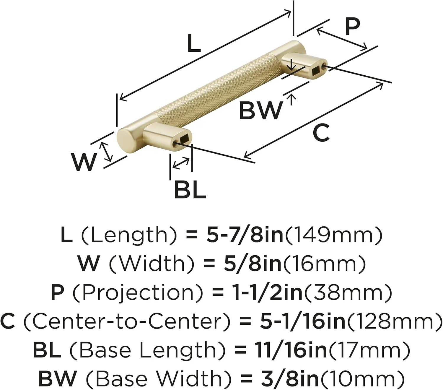 Amerock | Kitchen Cabinet Pull | Golden Champagne | 5-1/16 in (128 mm) Center-to-Center | Bronx | 1 Pack | Furniture Hardware | Cabinet Handle | Bathroom Drawer Pull