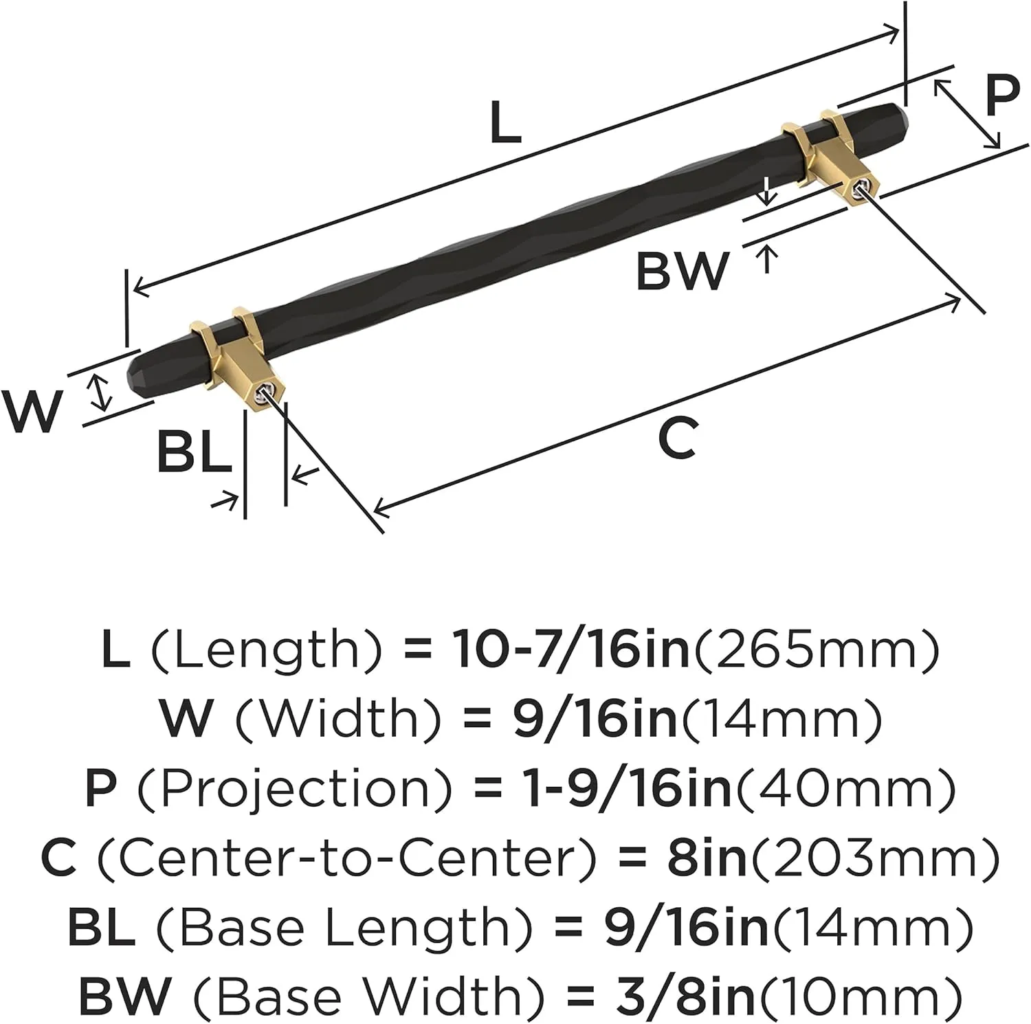 Amerock London 8 inch (203mm) Center-to-Center Black Bronze/Champagne Bronze Cabinet Pull, BP36663BBRCZ