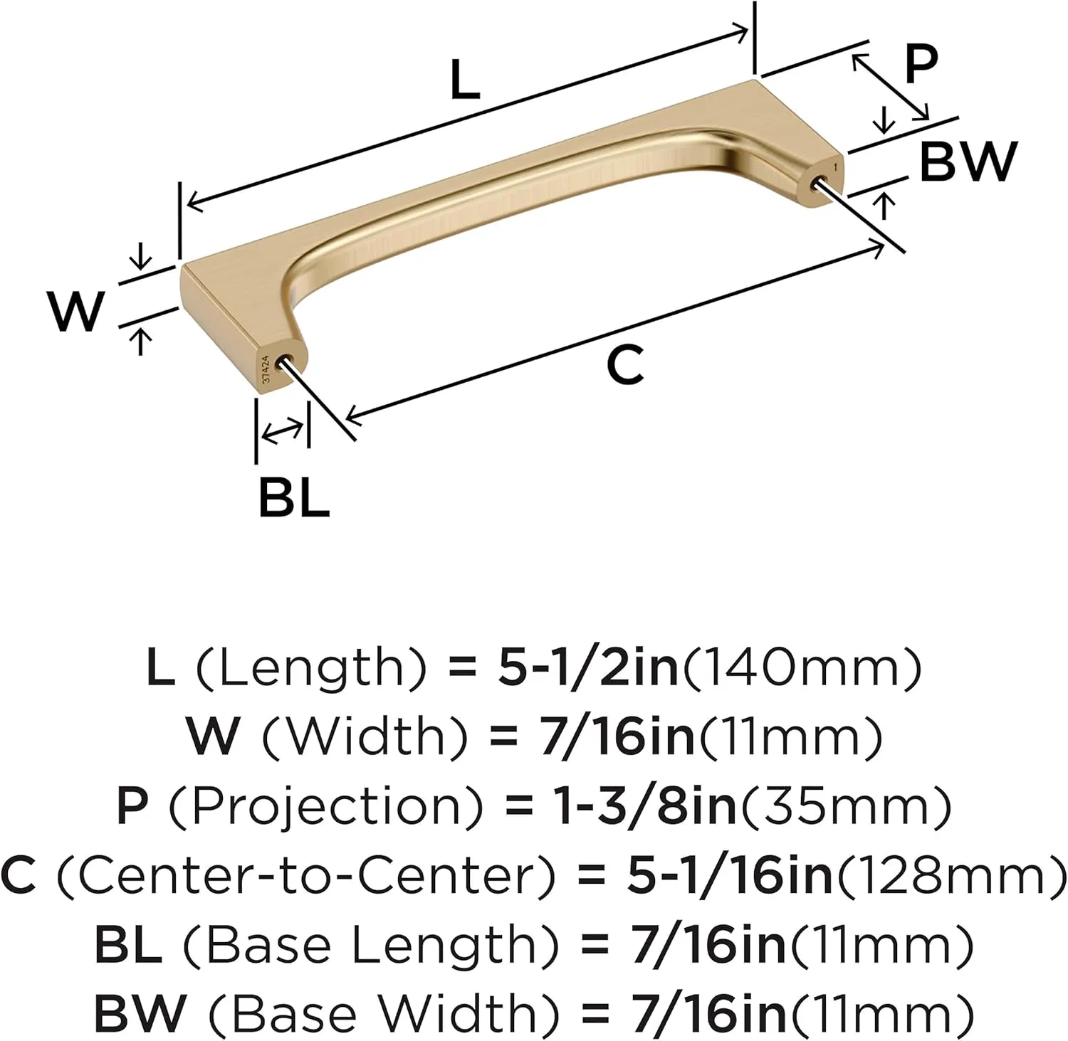 Amerock Merced 5-1/16 inch (128mm) Center-to-Center Golden Champagne Cabinet Pull, BP37424BBZ
