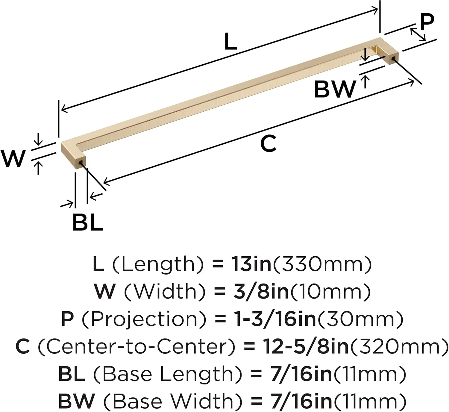 Amerock Monument 12-5/8 inch (320mm) Center-to-Center Golden Champagne Cabinet Pull, BP36911BBZ