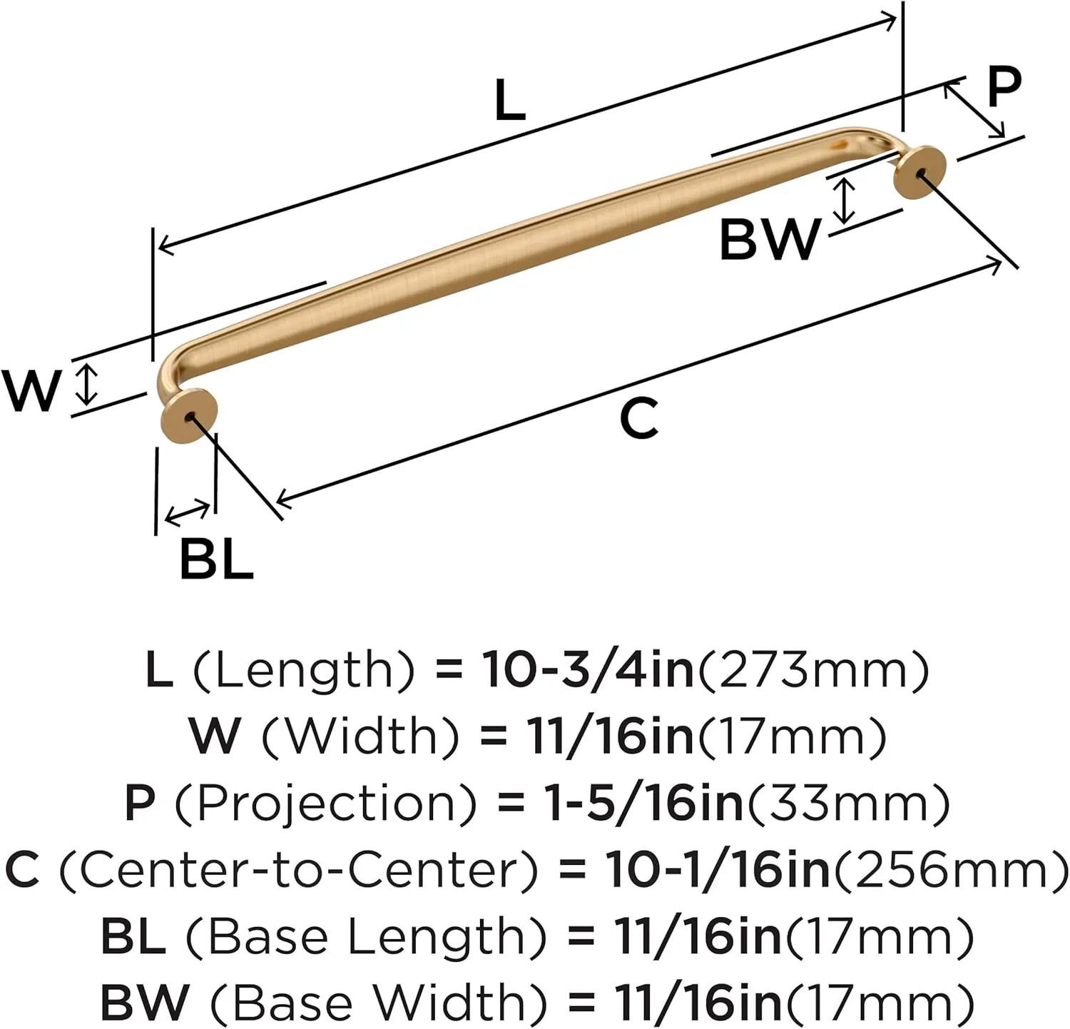 Amerock Renown 10-1/16 inch (256mm) Center-to-Center Champagne Bronze Cabinet Pull, BP36988CZ
