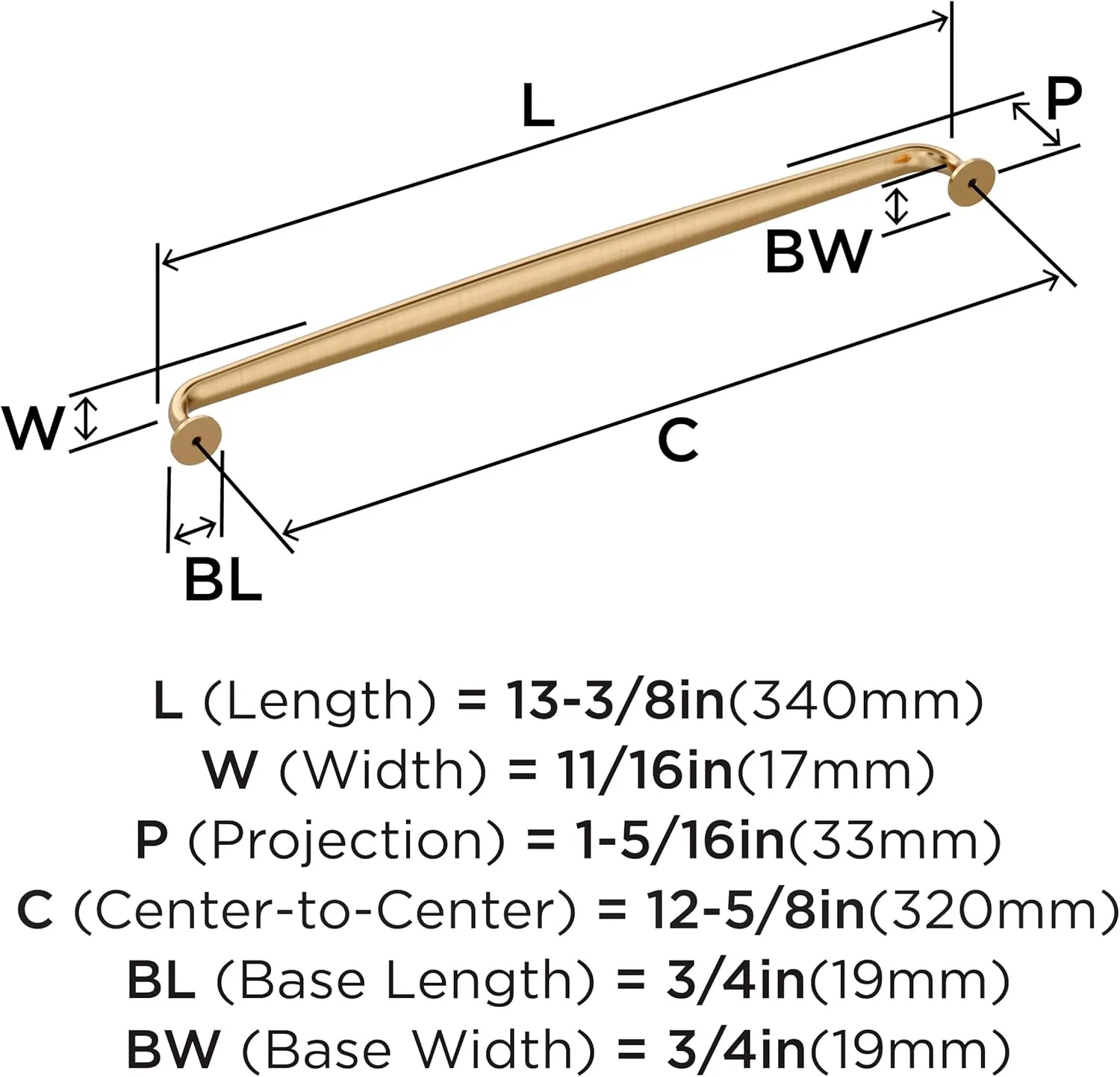 Amerock Renown 12-5/8 inch (320mm) Center-to-Center Champagne Bronze Cabinet Pull, BP36989CZ