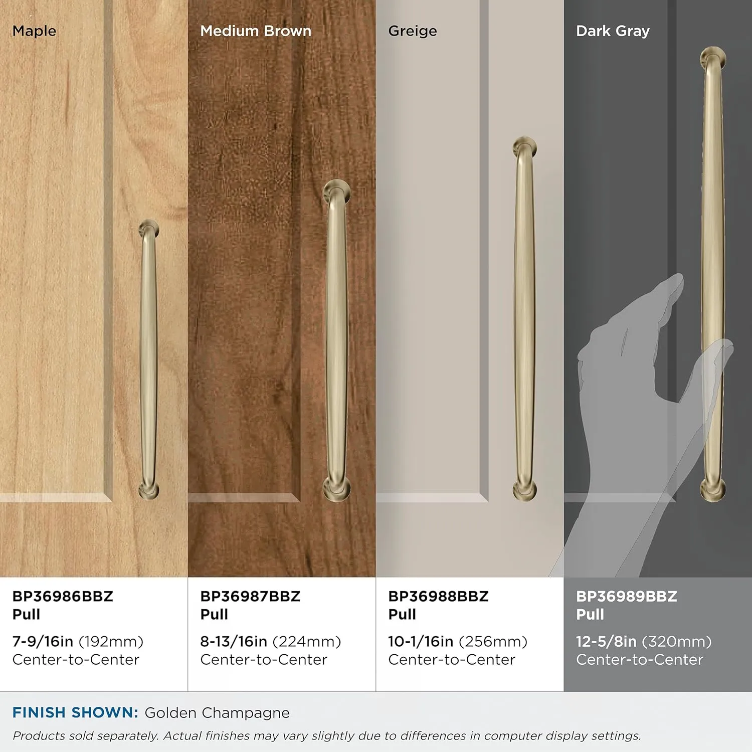 Amerock Renown 12-5/8 inch (320mm) Center-to-Center Golden Champagne Cabinet Pull, BP36989BBZ