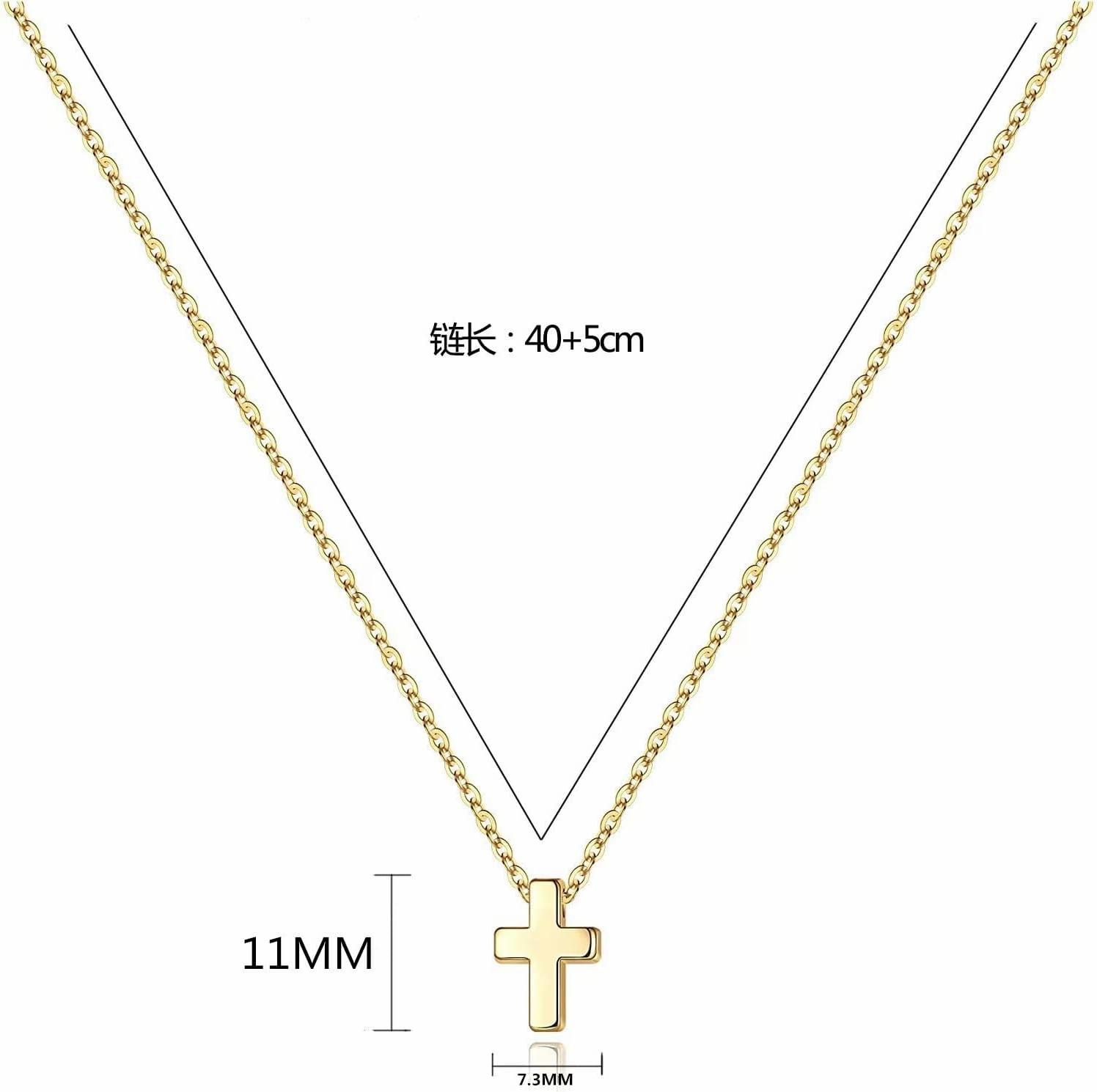 Ancicraft Necklace for Women Mini Cross Pendant 14K Gold Plated 925 Sterling Silver Chain for Her Trendy Stylish Jewelry