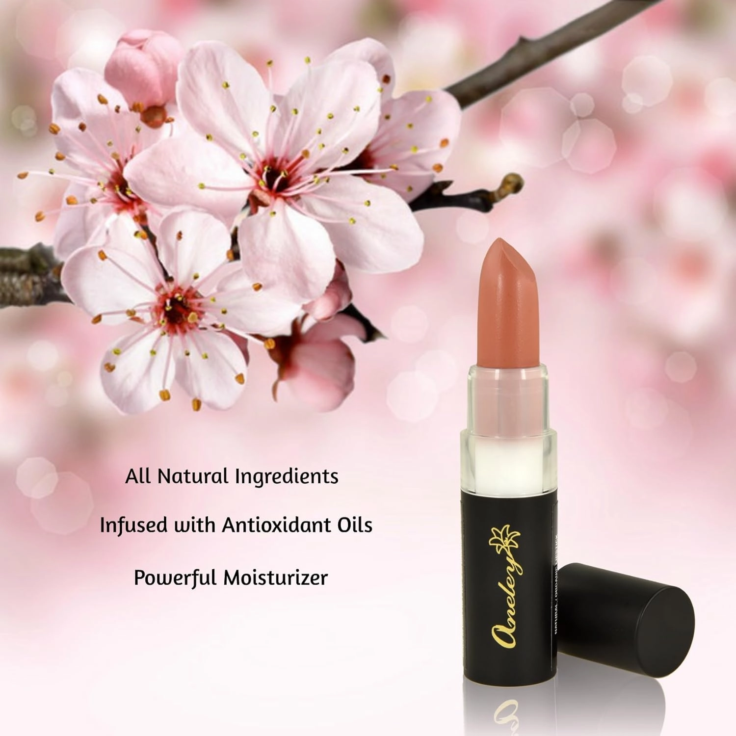 Aneley Cosmetics Vegan Lipstick Organic Natural Gluten Free Cruelty Free Moisturizing Nourishing balm Mineral Based lipstick Infused With Powerful Antioxidant Oils vibrant colors (Breathless)