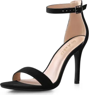 Ankis High Heels for Women 4 Inches, Black Nude Gold Stiletto Heels Open Toe Ankle Strap Heeled Sandals for Dressy Wedding Party