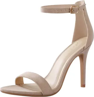 Ankis High Heels for Women 4 Inches, Black Nude Gold Stiletto Heels Open Toe Ankle Strap Heeled Sandals for Dressy Wedding Party
