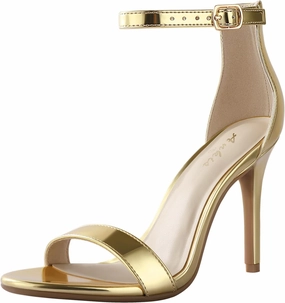 Ankis High Heels for Women 4 Inches, Black Nude Gold Stiletto Heels Open Toe Ankle Strap Heeled Sandals for Dressy Wedding Party