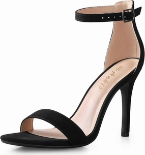 Ankis High Heels for Women 4 Inches, Black Nude Gold Stiletto Heels Open Toe Ankle Strap Heeled Sandals for Dressy Wedding Party