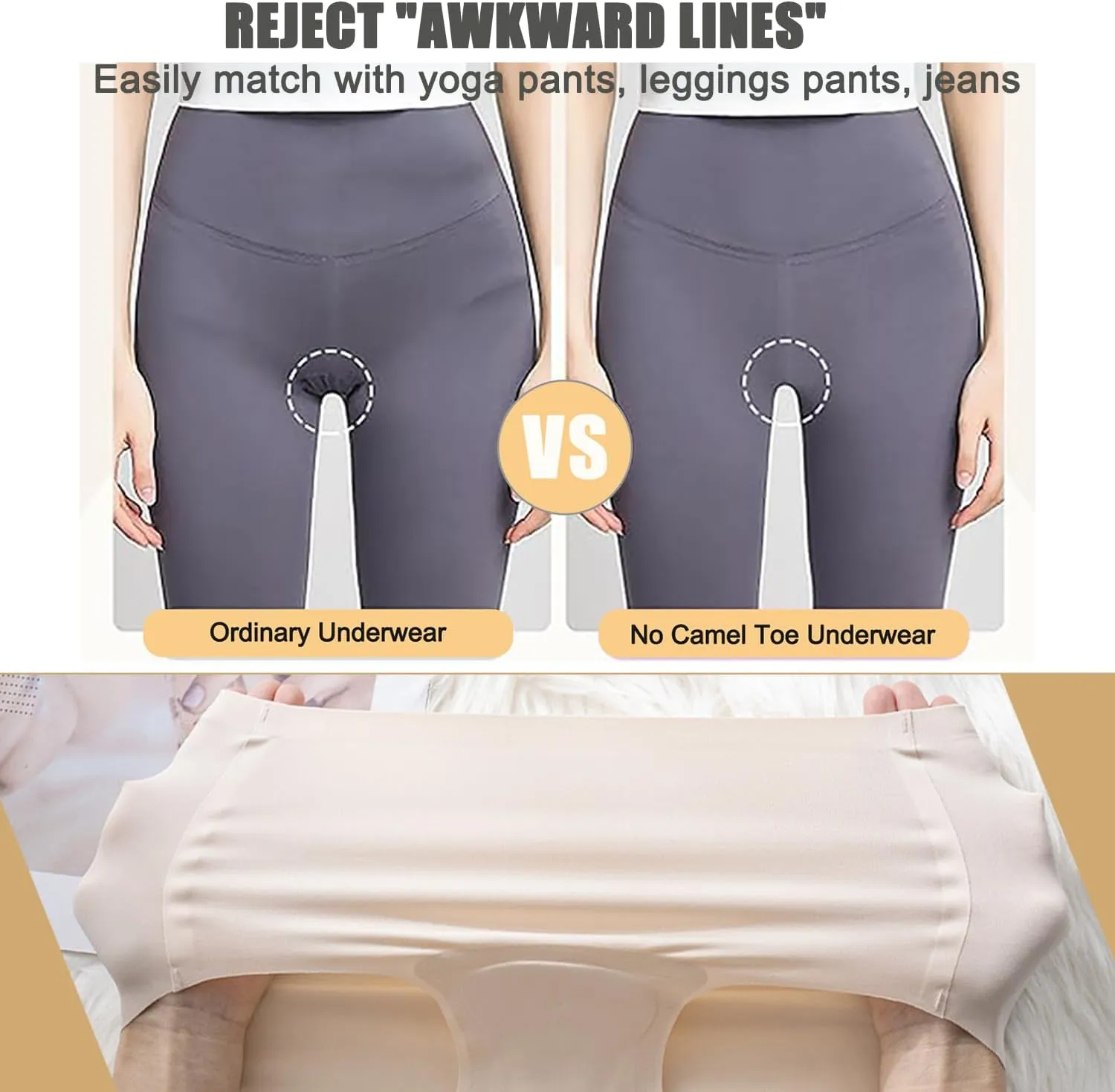 Anti Camel Toe Concealer Underwear Women - No Show Seamless Ladies Panties Breathable Workout Cameltoe Proof Briefs