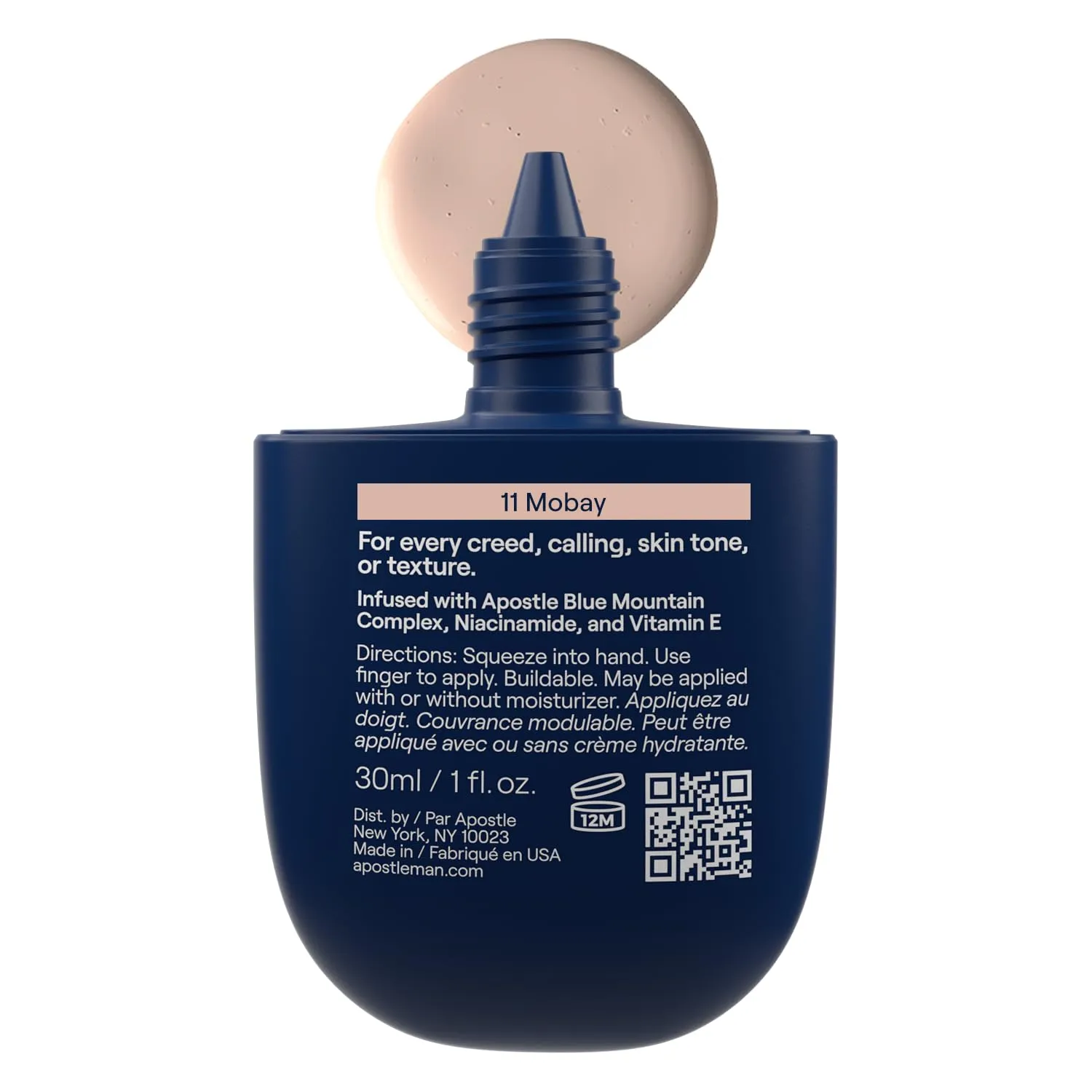 APOSTLE Reclaim Tinted Moisturizer for Men (11 Mobay) - Niacinamide, Vitamin E, Squalane, Hyaluronic Acid, Tinted Face Moisturizer For Men. Hydrates, Evens Skin Tone, Reduces Fine Lines, 1 Fl. Oz.