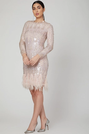 Appliques Embroidered Blush Pink Dress