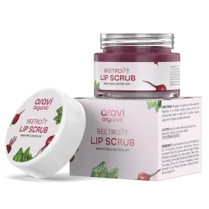 Ara.vi Org.anic Beetroot Lip Scrub with Shea Butter & Cocoa Butter – For Dark, Chapped & Pigmented Lips – Suitable for Men and Women – 15 gm