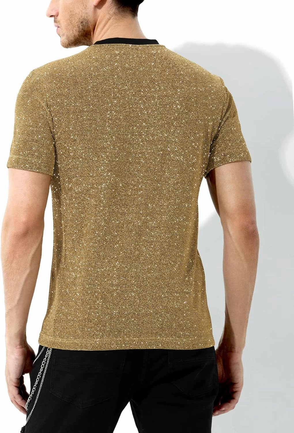 Arjen Kroos Men's Sequin Disco Shirts Short Sleeve Sparkly Rave Hot Tops