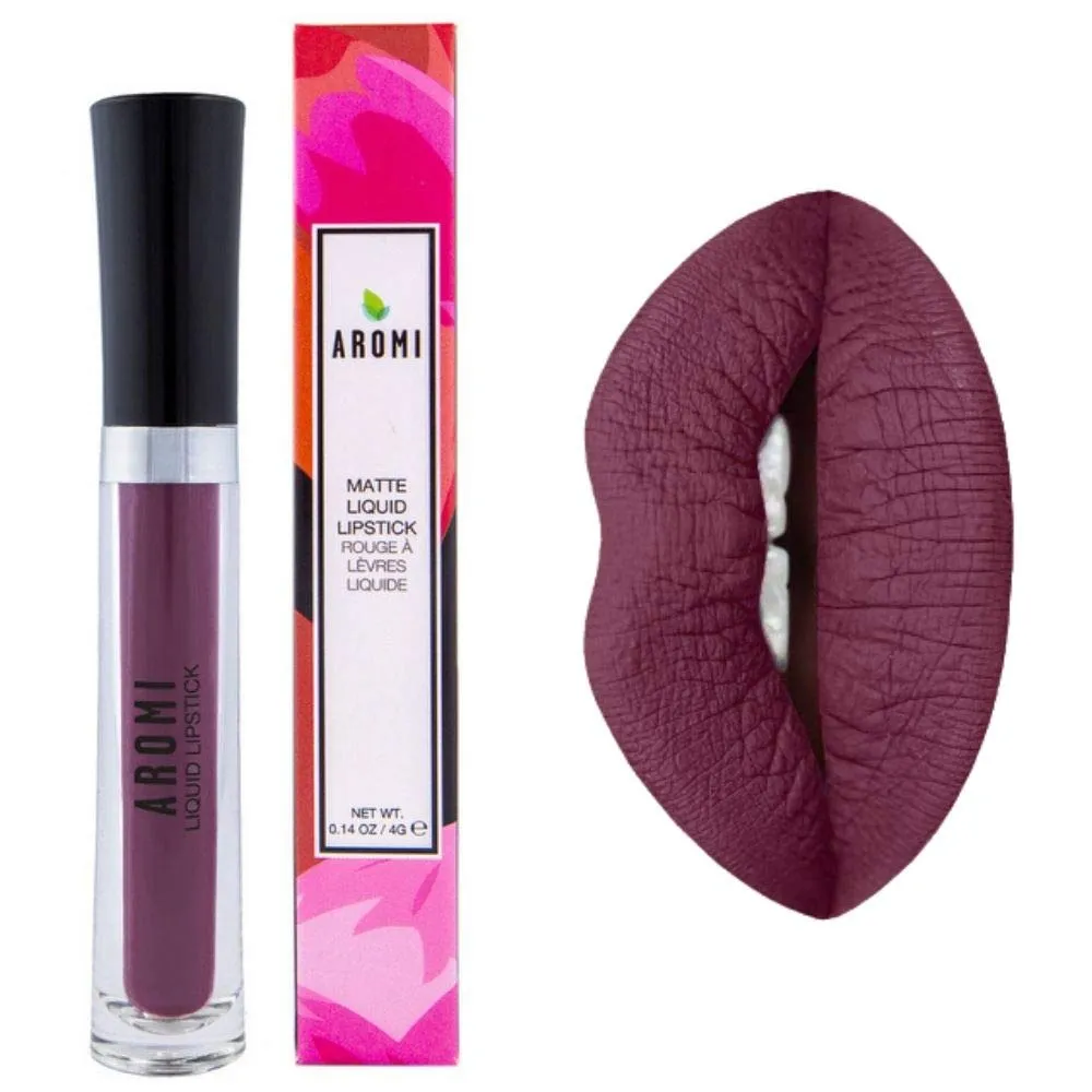 Aromi Black Cherry Matte Liquid Lipstick, Dark Plum Maroon Lip Color, Vegan and Cruelty-free, Long-Lasting and Highly Pigmented Lipstick (Black Cherry)